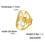 COOLTIME Sigil of Lilith Ring Vintage Stainless Steel Adjustable Pentagram Om Symbol Magic Couple Rings Amulet Jewelry