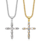 Iced Out Cross Tennis Chain Necklace — Stainless Steel