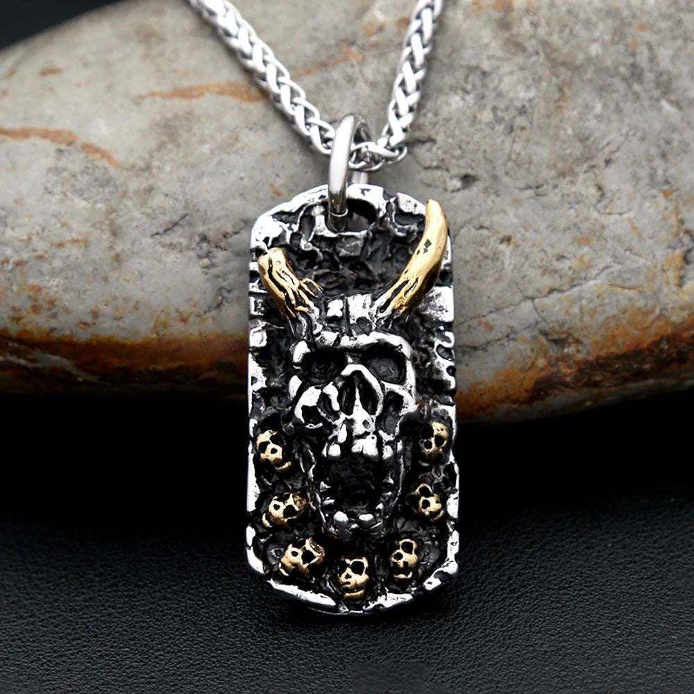 Skull Steel Pendant Vintage Evil 316L Skeleton