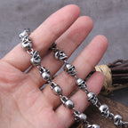 Stainless steel new design men punk skull chain necklace men fashion stainless steel charm bracelet jewelry with wooden