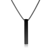 Stainless Steel 3D Bar Pendant Necklace Minimal