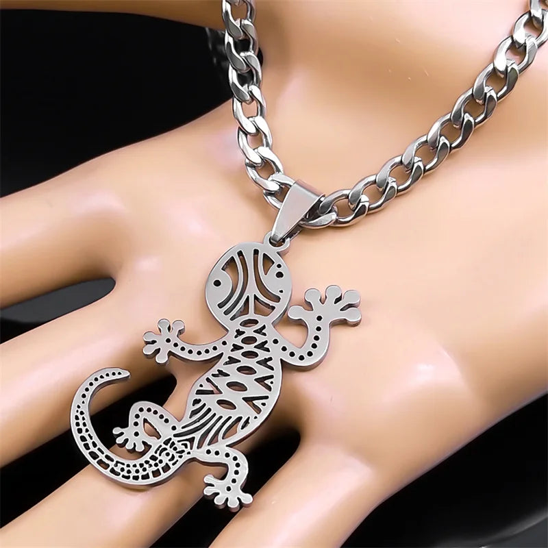Gecko Statement Chain Necklace — Stainless Steel