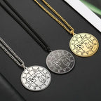 LIKGREAT Stainless Steel Lesser Key of King Solomon Occult Sigil 72 Demon Medalion Necklace for Men Women Pagan