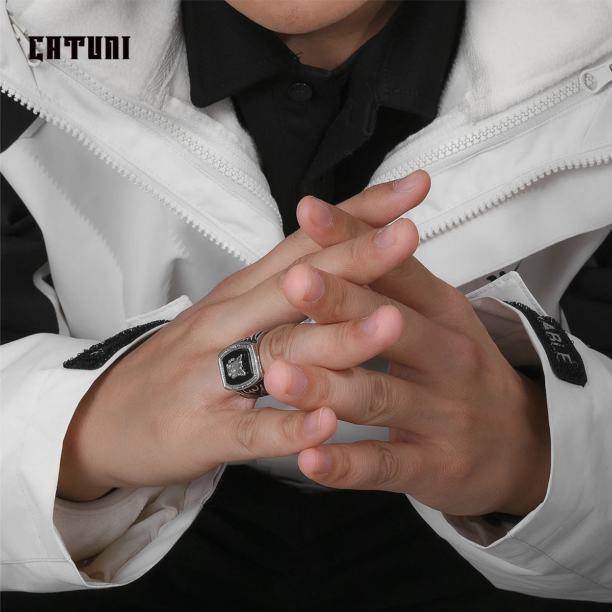 Catuni Black Rings for Men Jonathan Gilbert Family Ring Alaric Saltzman Jeremy Gilbert Jewelry Cosplay Party Fandom