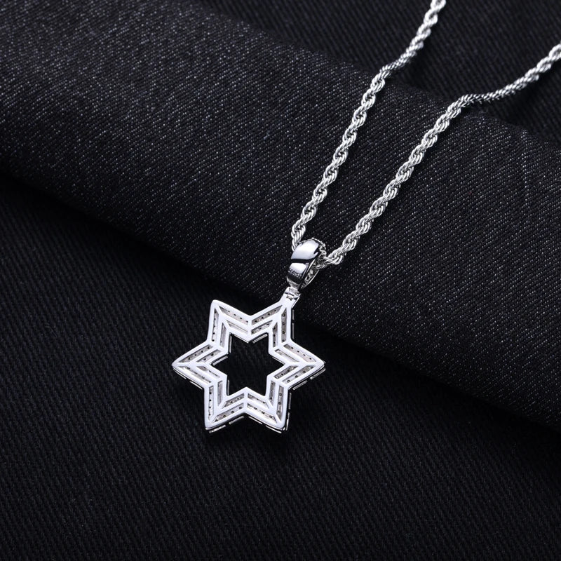 Iced Out Star of David Pendant — 14K Gold