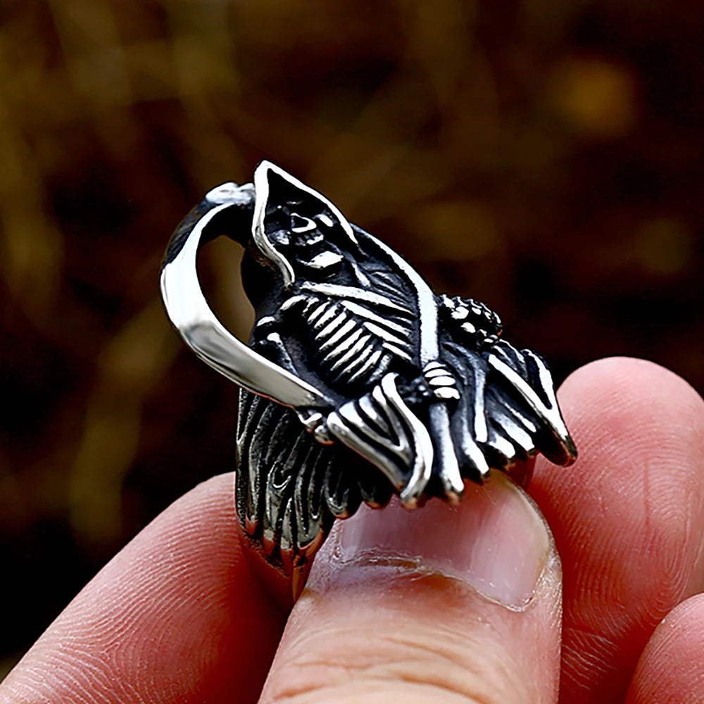 Grim Reaper Skull Ring — Stainless Steel