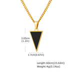Black Agate Triangle Pendant — Stainless