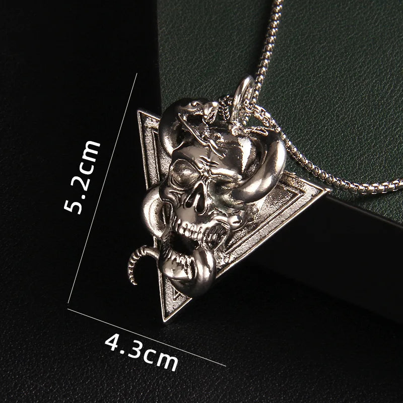 Skull Steel Pendant European American Snake Wrapped