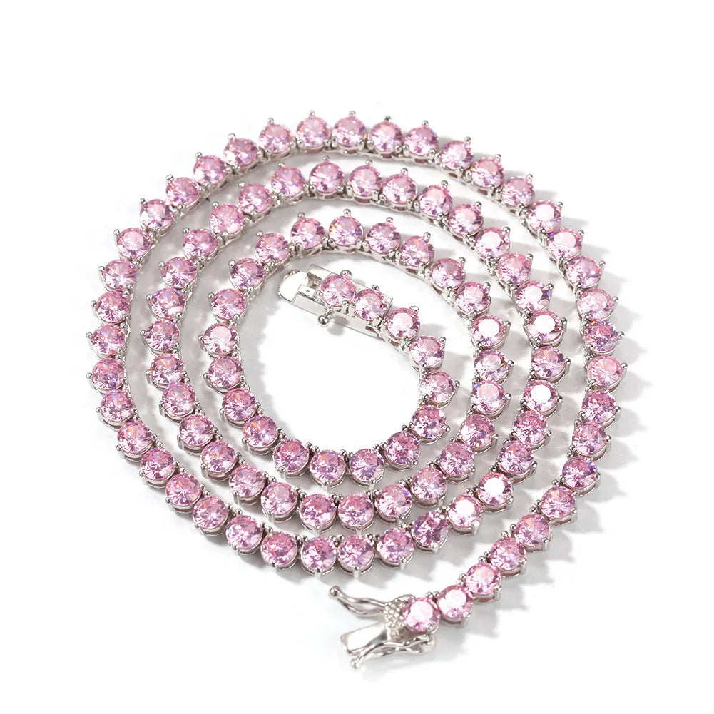 Iced Out Round Tennis Chain Necklace — Copper Alloy