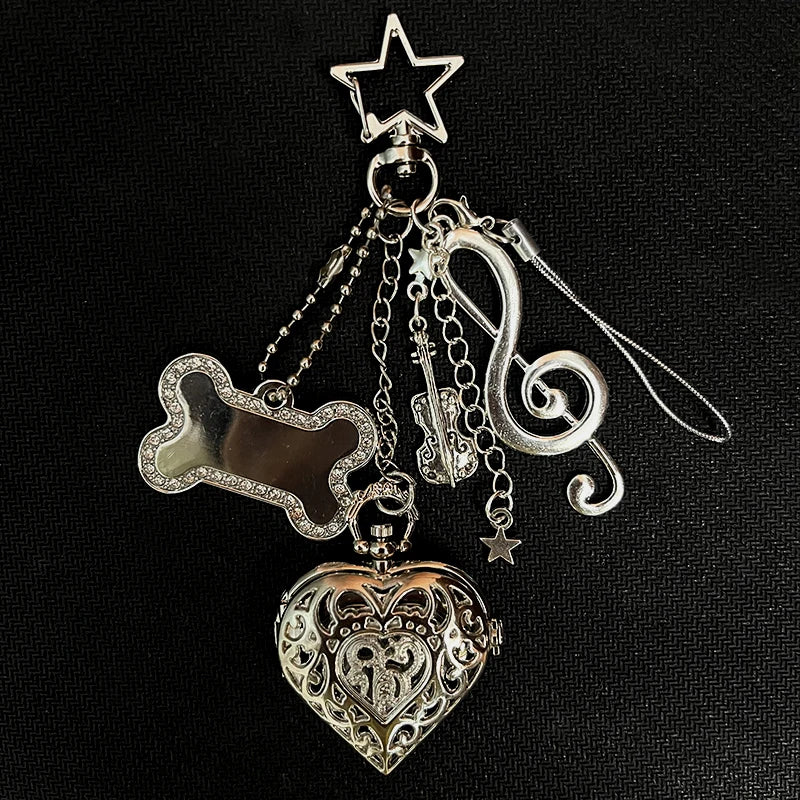 Original Hollow Heart Pocket Watch Chain keychain Design Steampunk Clock Vintage Necklace Pendant Jewelry Watch Men