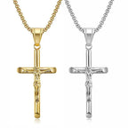 Jesus Cross Pendant Collar Chain Necklace — Stainless Steel