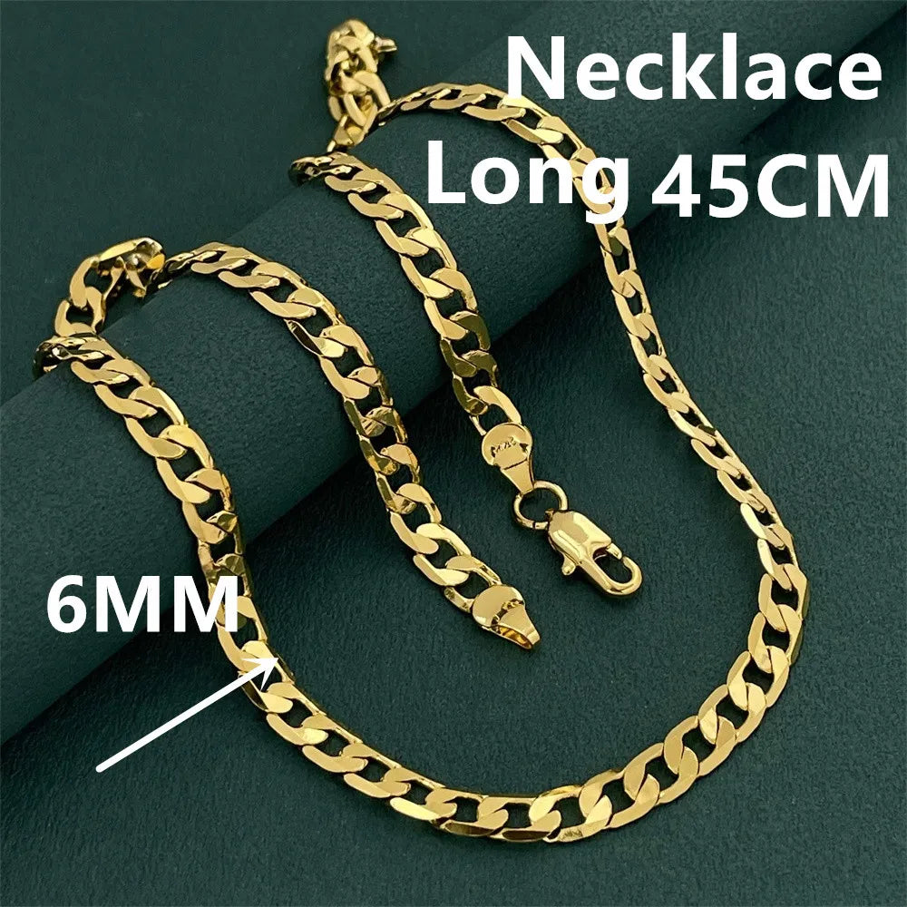 Andara Luxury 925 Sterling Silver Gold Plated 6mm One to One Necklace, Unisex Engagement Accessories Jewelry 45-60cm
