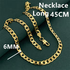 Andara Luxury 925 Sterling Silver Gold Plated 6mm One to One Necklace, Unisex Engagement Accessories Jewelry 45-60cm