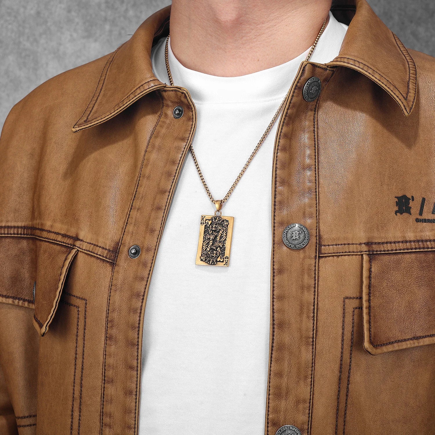 Poker Carving Pendant — Stainless Steel