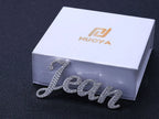 Iced Out Letter Name Pin Brooch Rose Gold