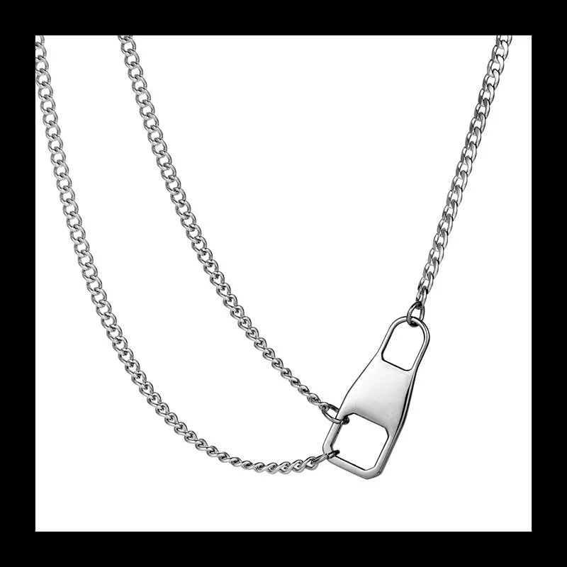 Safety Buckle Double Chain Necklace — SS