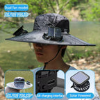 Wide Brim Solar Dual Fan Hat Outdoor Camping Fishing Hat Anti-UV Fan Hat for Men Mountain Climbing Sun Protection