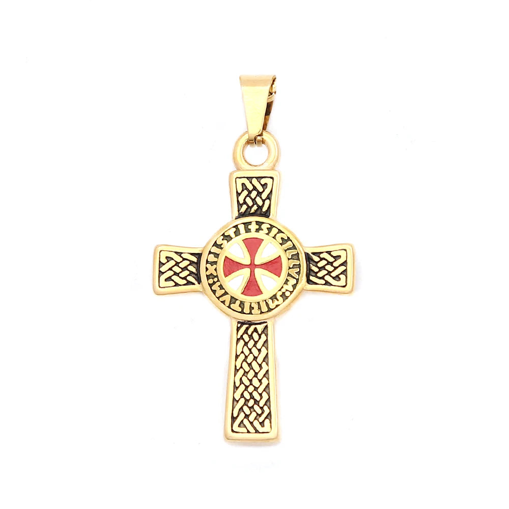 Classic Fashion Iron Cross Shield Pendant Necklace For Men Women Stainless Steel Templar Knight Cross Necklaces Amulet Jewelry