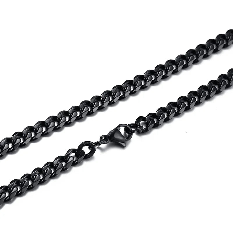 3/5/7mm Stainless Steel Cuban Link Chain Stainless Steel Necklace, Punk Hip-hop Choker for Men, Fashion Jewelry Accessories