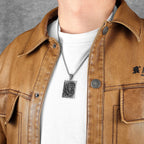 Double Sided Lion Head Men Necklaces Stainless Steel Pendant Chain Dog Tag Vintage Punk Jewelry Male Biker Accessories