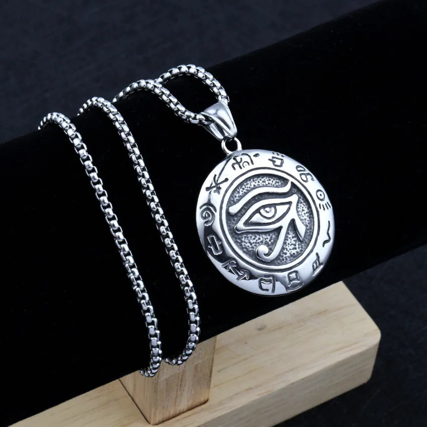 Silver Eye of Horus Pendant Necklace Statement