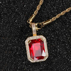 Iced Out Rope Pendant Necklace Stainless Steel
