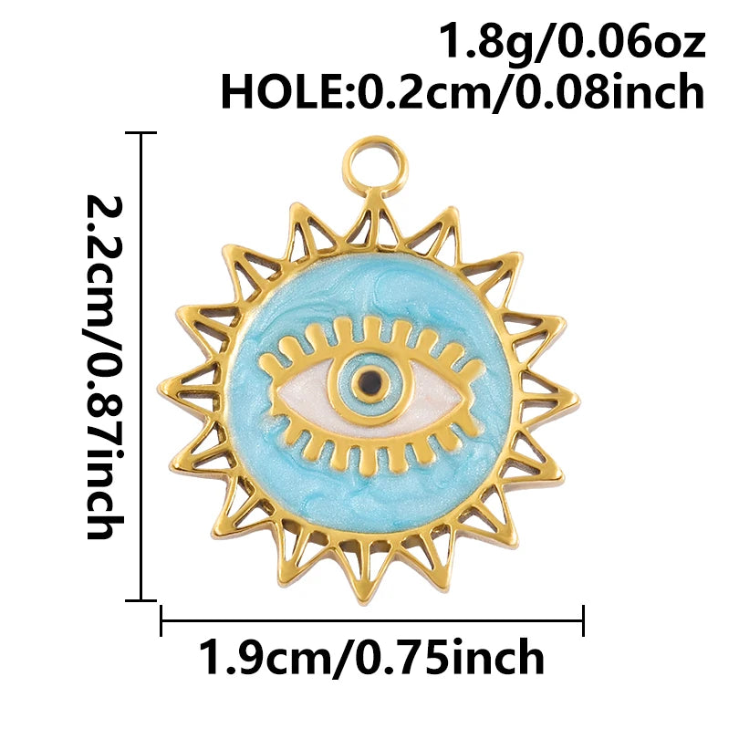 7Pcs No Fade Stainless Steel Wicca Moon Sun Egyptian Ankh Life Cross Pendant DIY Fatima Hand Turkish Evil Eye кулон Jewelry