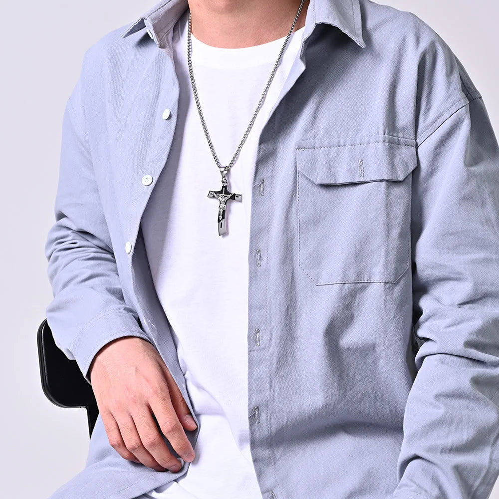 Christian Jesus Cross Pendant — Stainless Steel