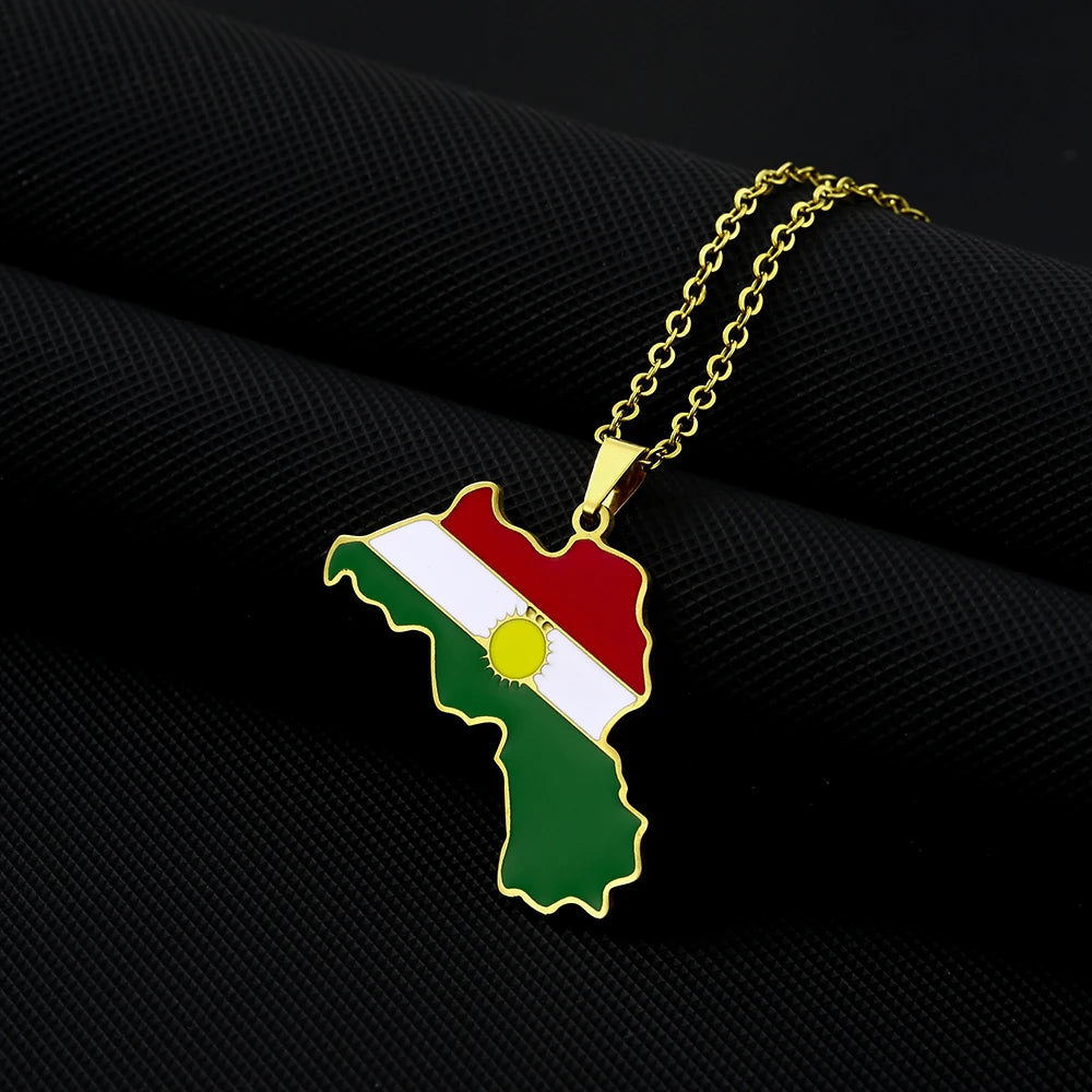 Kurdistan Map Pendant Necklace — Stainless Steel
