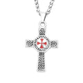 Red Cross Shield Pendant — Stainless Steel