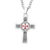 Templar Red Cross Shield Pendant — Stainless Steel