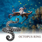 New Octopus Opening Knitting Loop Crochet Ring Stainless Steel Punk Style Thimble Ring Adjustable Finger Wear Knitting