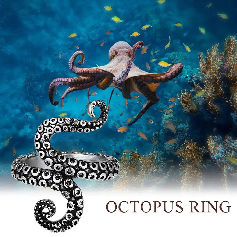 New Octopus Opening Knitting Loop Crochet Ring Stainless Steel Punk Style Thimble Ring Adjustable Finger Wear Knitting
