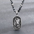 Retro Lion Head Dog Tag Necklace — Stainless Steel