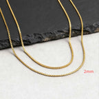 Two-Tone Box Chain Necklace Set — Stainless Steel