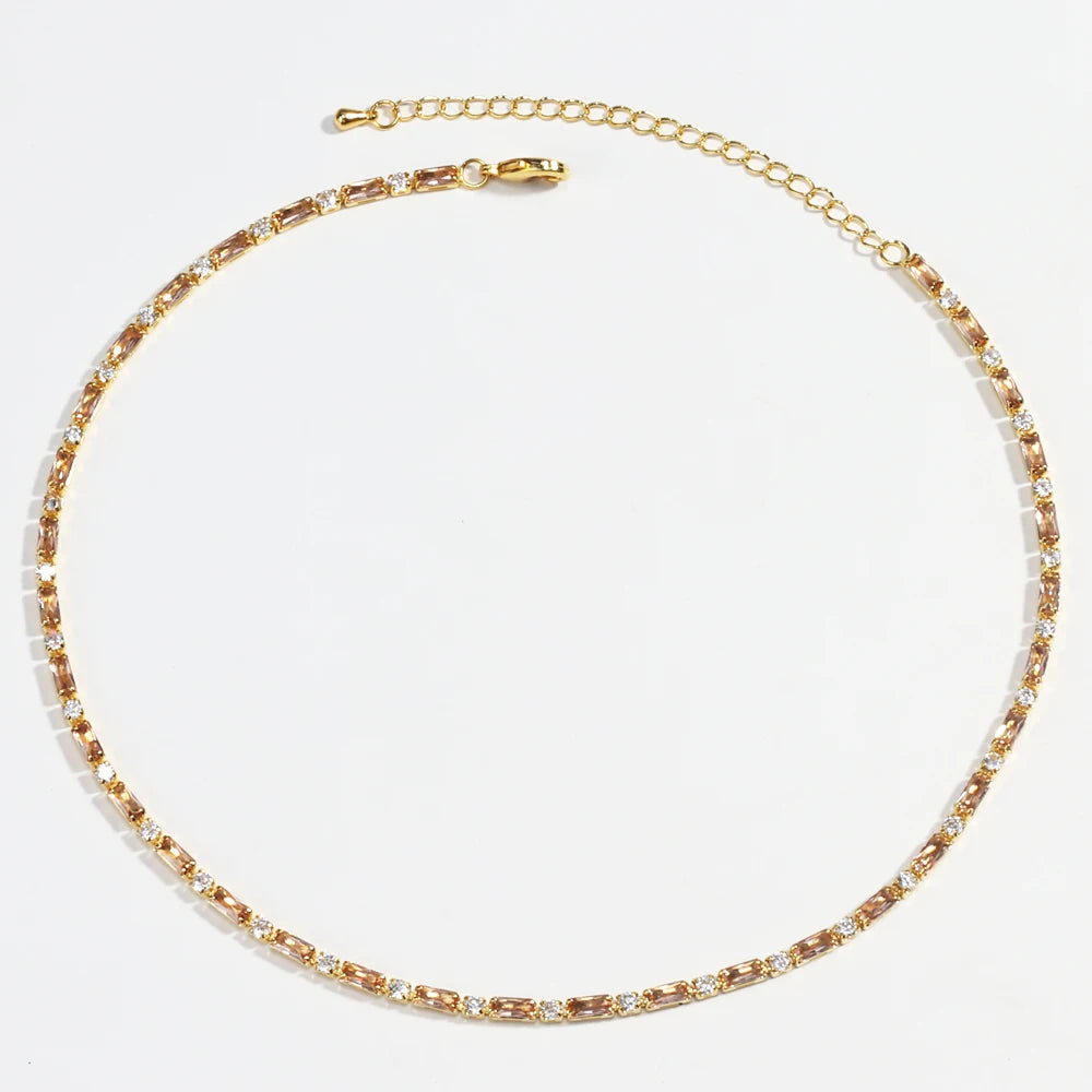 Luxury Sexy Choker Iced Out Tennis Chain Necklace For Women Cubic Zircon Crystal Short Hiphop Neck Accessories Jewelry