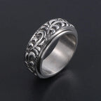 Vintage Scroll Pattern Rotatable Spinner Ring — Stainless Steel