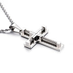 Fongten Stainless Steel Pendant Necklace for Men Multiple Color Cable Cross Twisted Link Chain Male Neck Christian