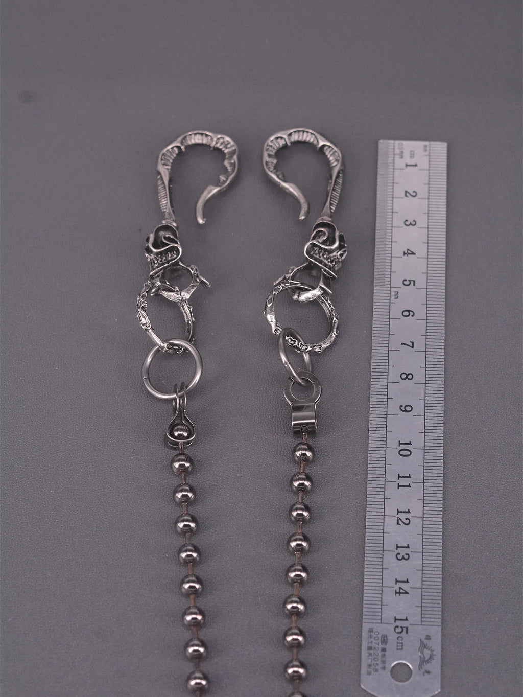 Black Large Skull Ball Bead Wallet Chain — Biker Jeans 6mm