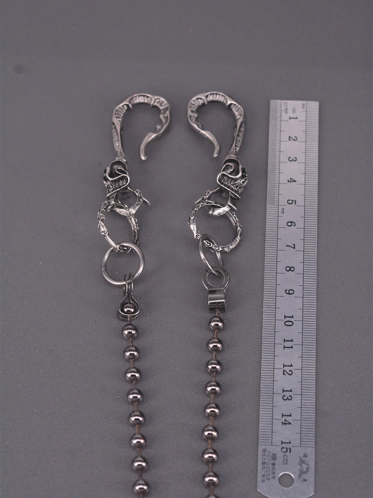 Black Large Skull Ball Bead Wallet Chain — Biker Jeans 6mm