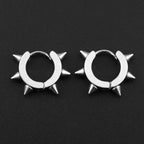 Stainless Steel Spiked Huggie Hoop Earrings for Men Women Black Punk Cone Rivet Spike Clicker Earrings Gothic Rock