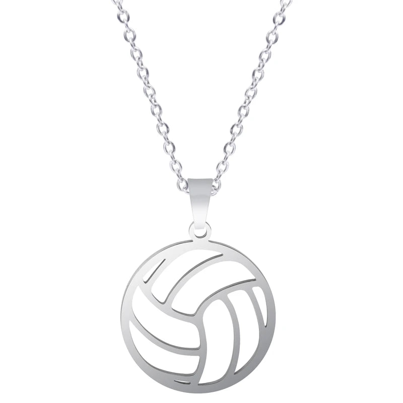 Sports Ball Charm Pendant Necklace — Steel