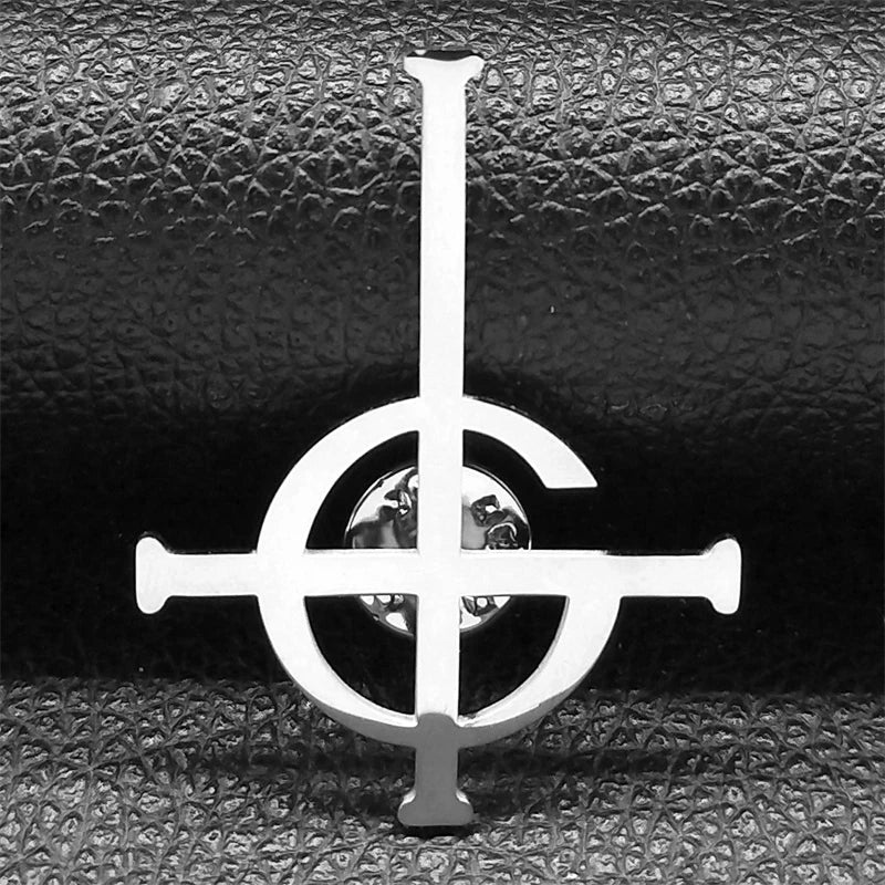 Cross Ghost Steel Pendant Band Brooch Ghoul Nameless