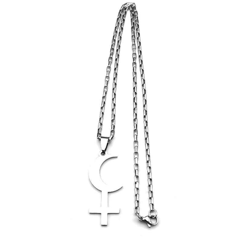 Lilith Moon Cross Pendant — Stainless
