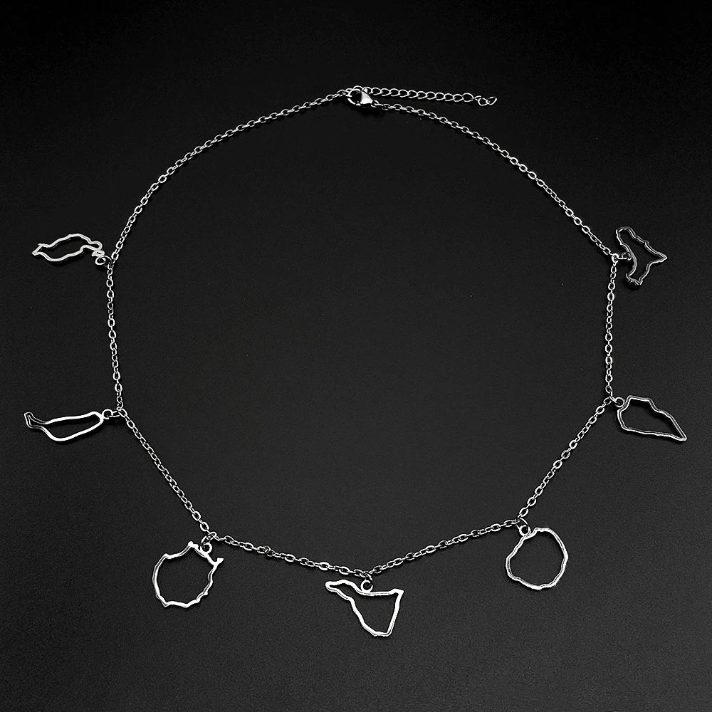 Canary Islands Map Choker Necklace — Stainless Steel