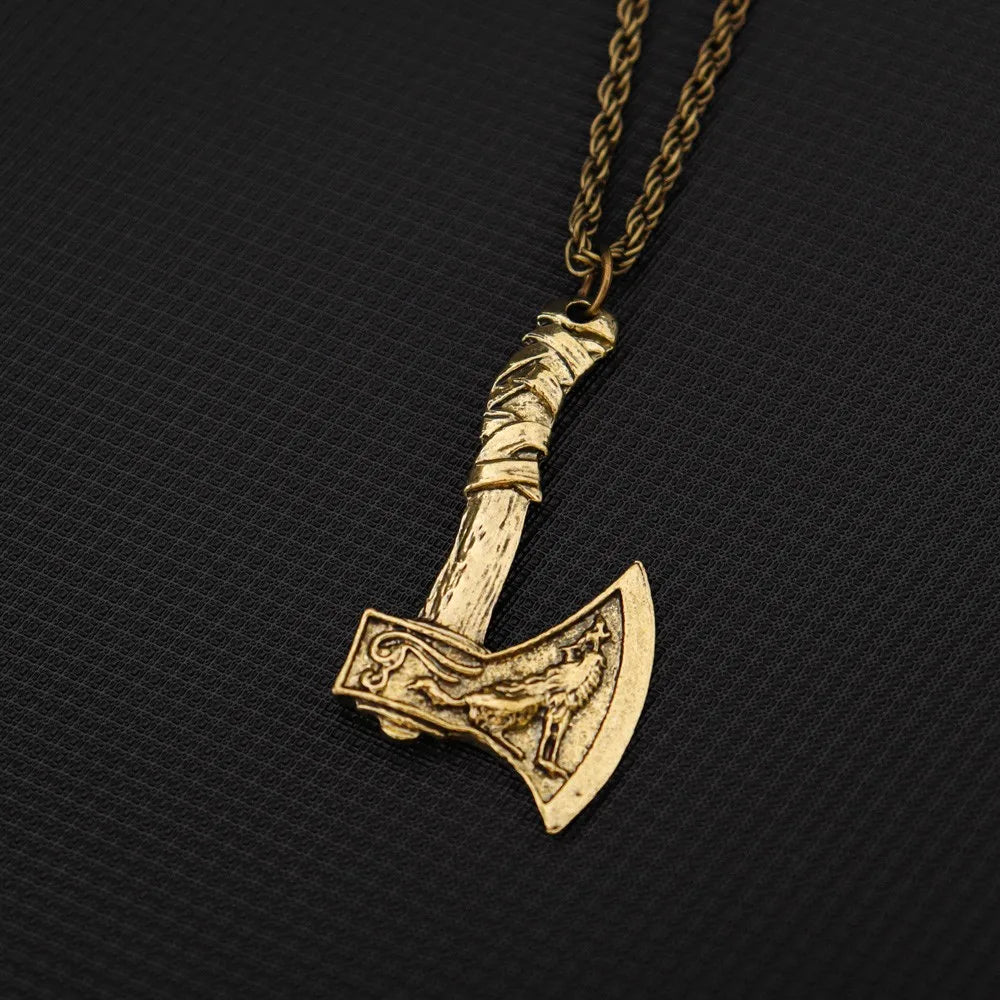 Fashion Wolf Totem Axe Necklace Wolf Head Amulet Pendant Hip Hop Punk Necklaces for Men Gothic Jewelry Party Personality Gift