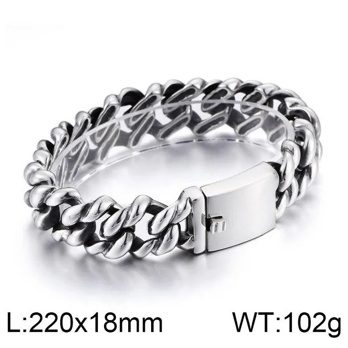 Vintage 18/22MM Width Twist Cuban Link Chain Bracelet for Man Cool Stainless Steel Bracelets Mens Male On Hand Jewelry