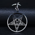 Baphomet Steel Ring Large Hollow Keychains Goat