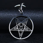 Baphomet Steel Ring Large Hollow Keychains Goat