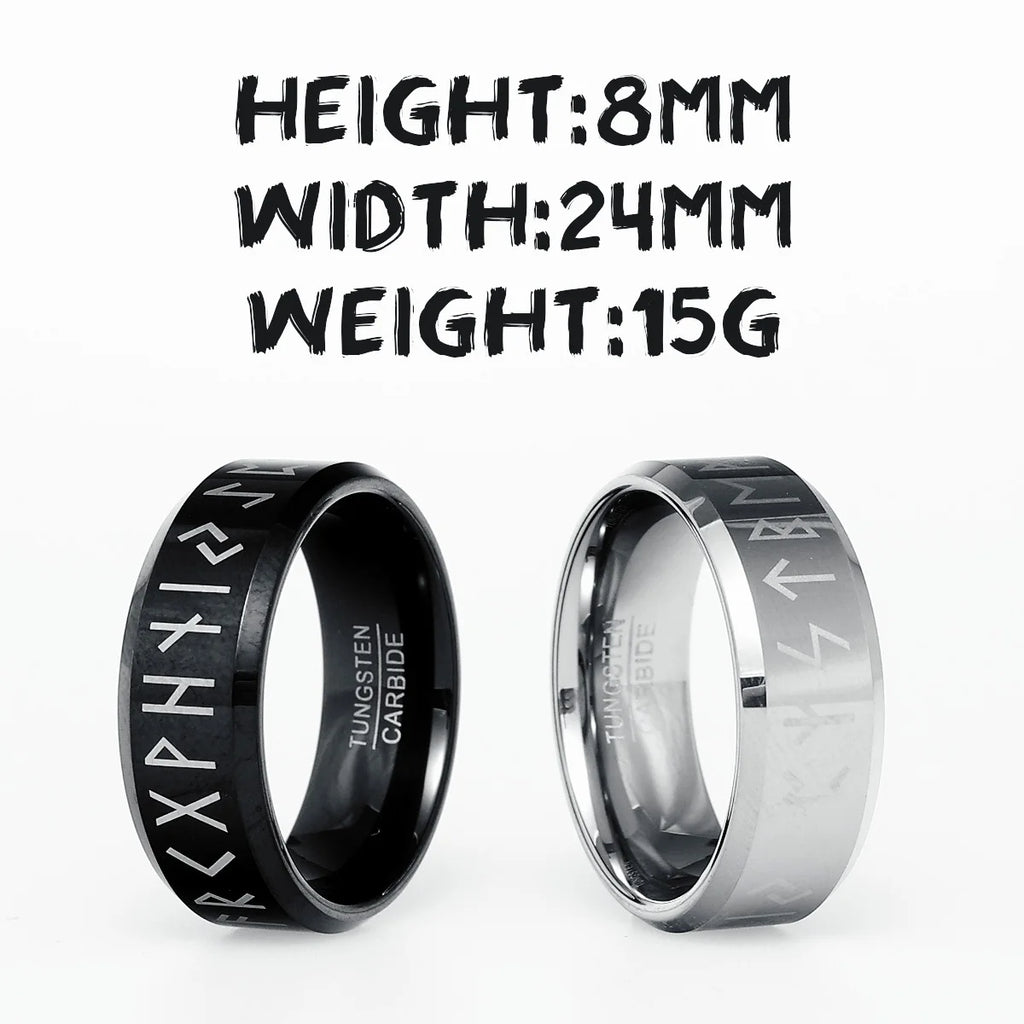 Luxury Tungsten Carbide Men Rings Viking Characters Ring The North Man Punk Rock for Rider Biker Male Boyfriend Jewelry Gift